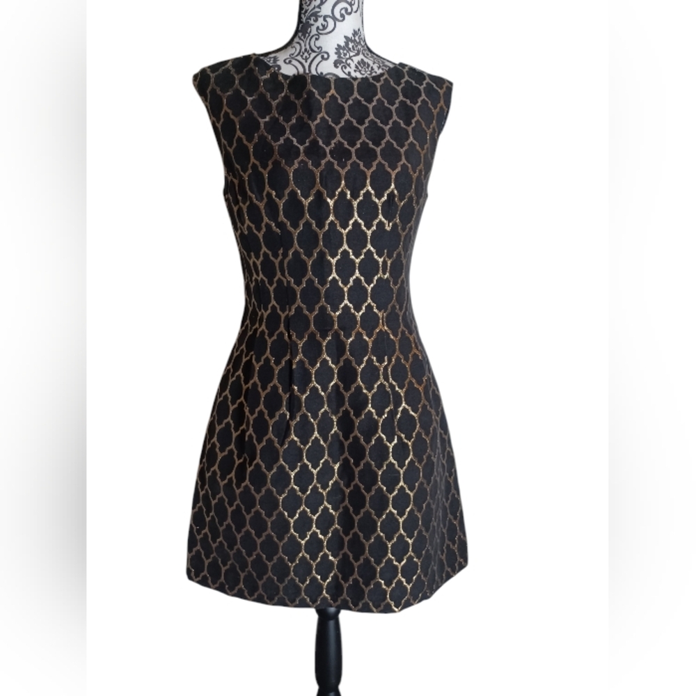 Holly Bracken Small Black & Gold Metallic Dress